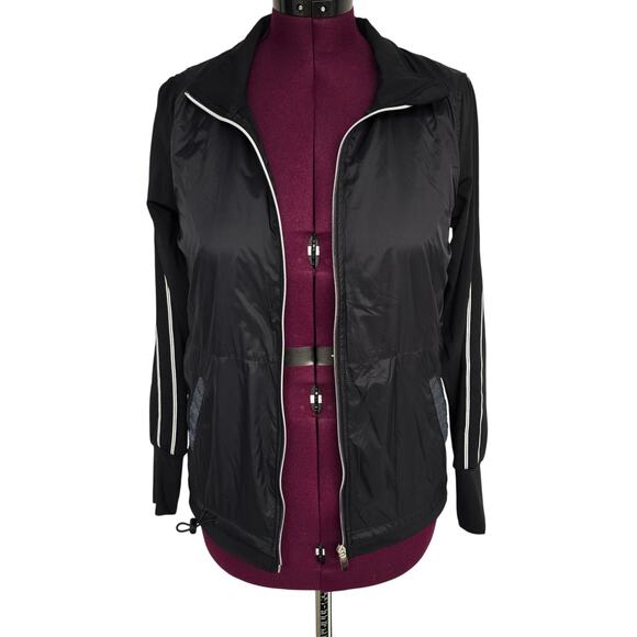Women's Tangerine Black Lightweight Windbreaker Athletic Jacket | Size Medium - Picture 1 of 14